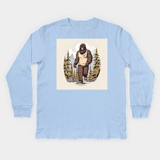 Dope Sasquatch in Nature Kids Long Sleeve T-Shirt